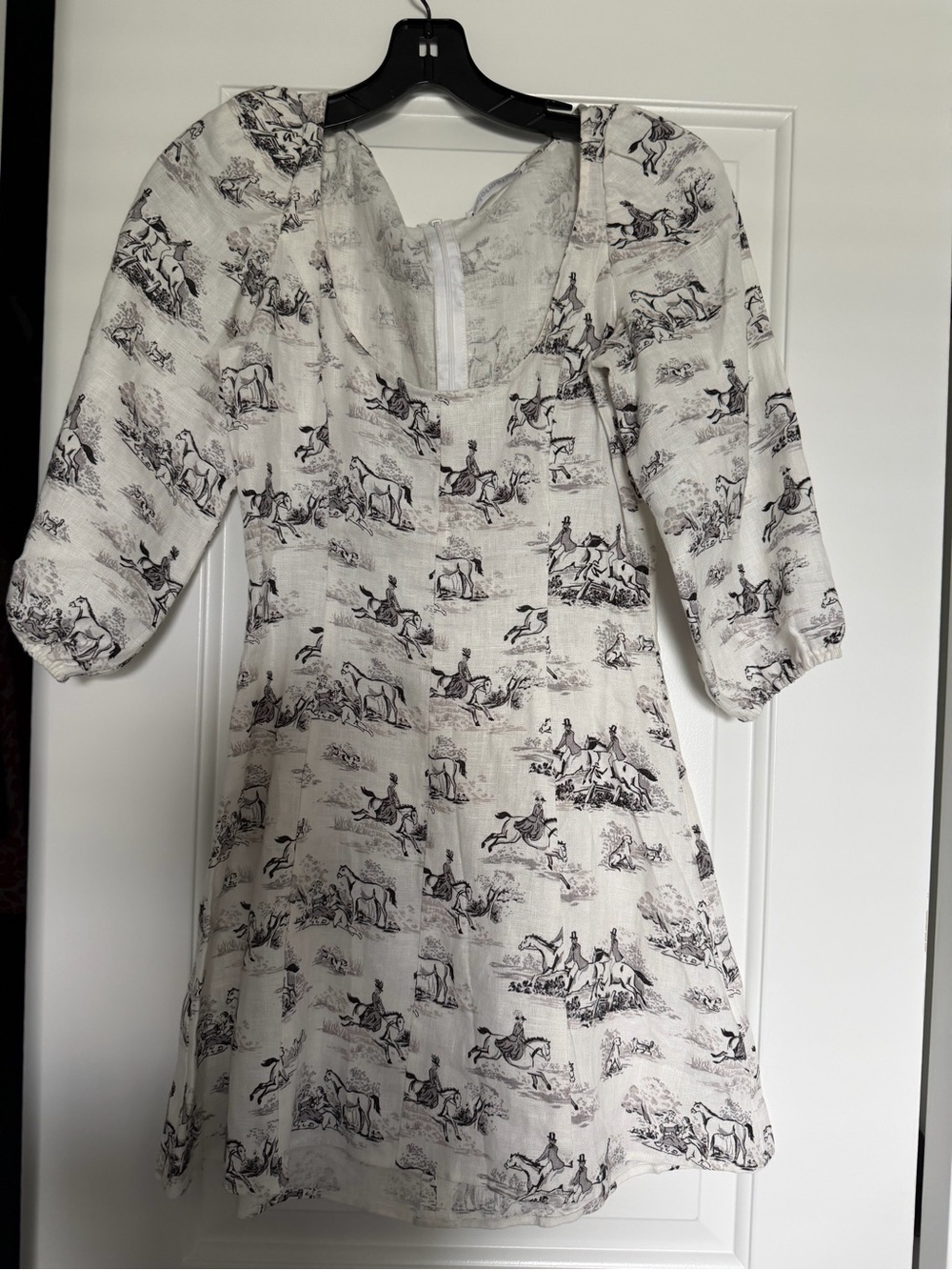 Reformation White Toile Print Puff-Sleeve Mini Dress - Picture 5 of 10